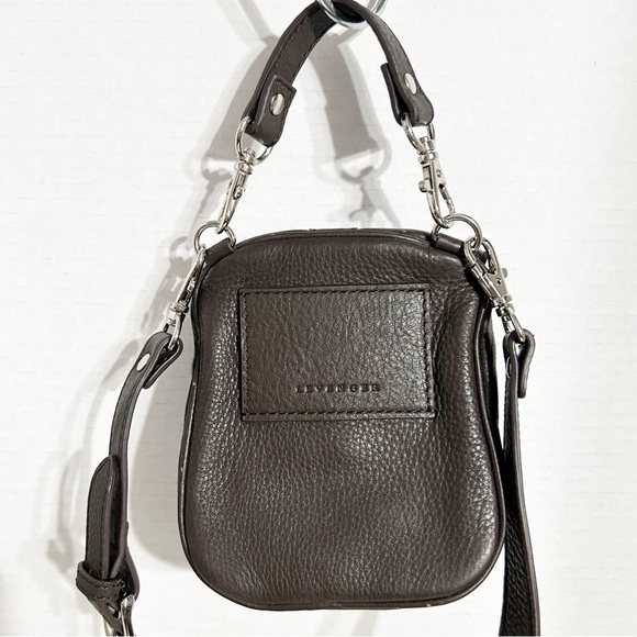 Levenger Pebbled Leather Fully lined Monogram Printed Crossbody Bag Silver Toned - Picture 3 of 13